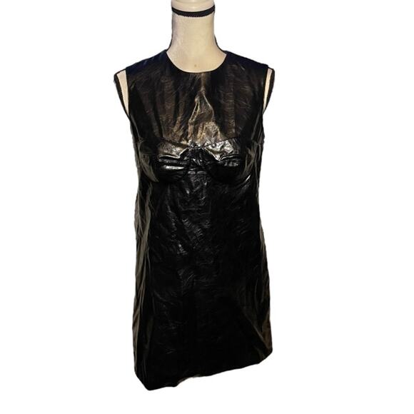 AKNVAS Mini Dress Faux Leather Sleeveless Pockets Size 6 Retails $650 - Picture 5 of 12